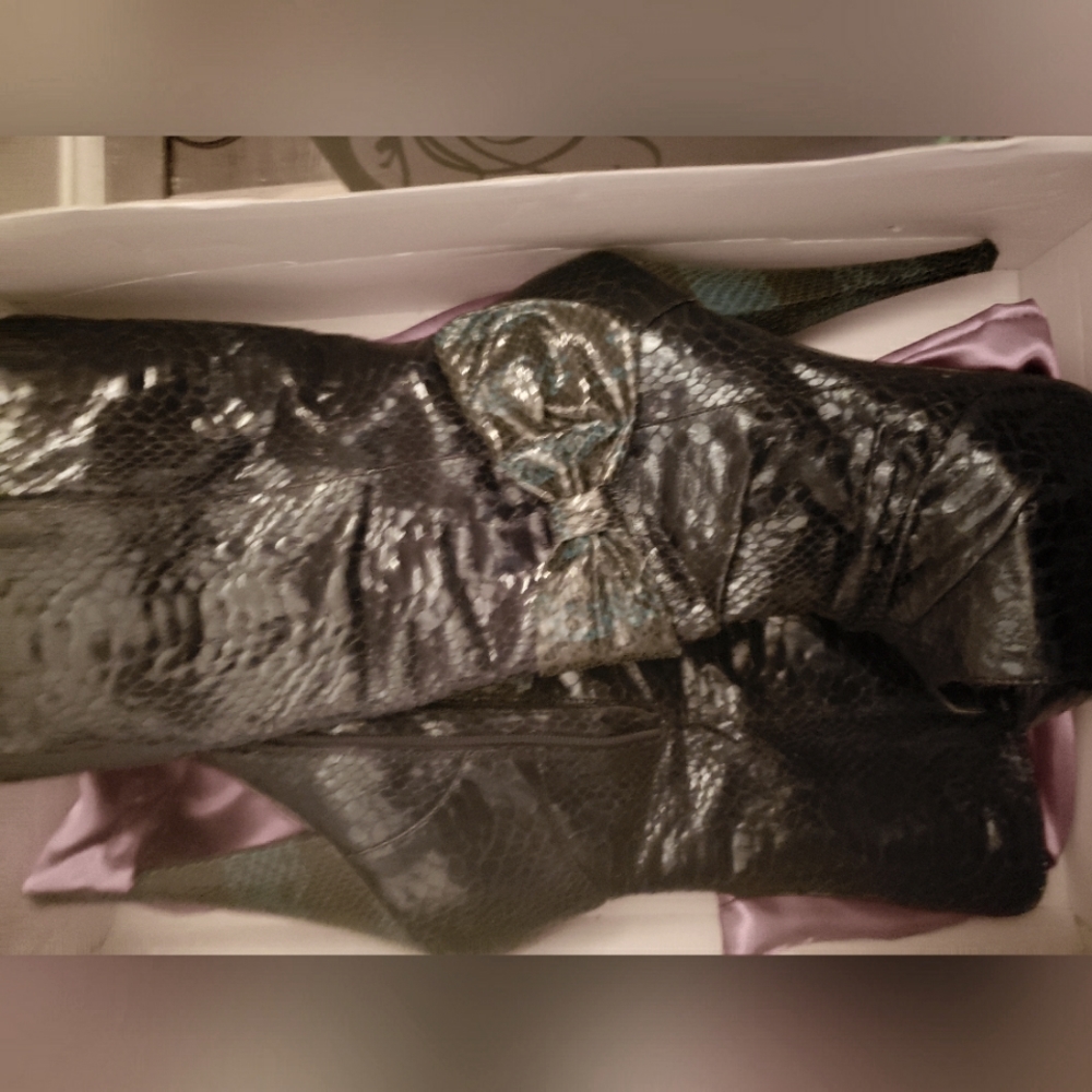 Black & Blue Patent Stiletto Bootie